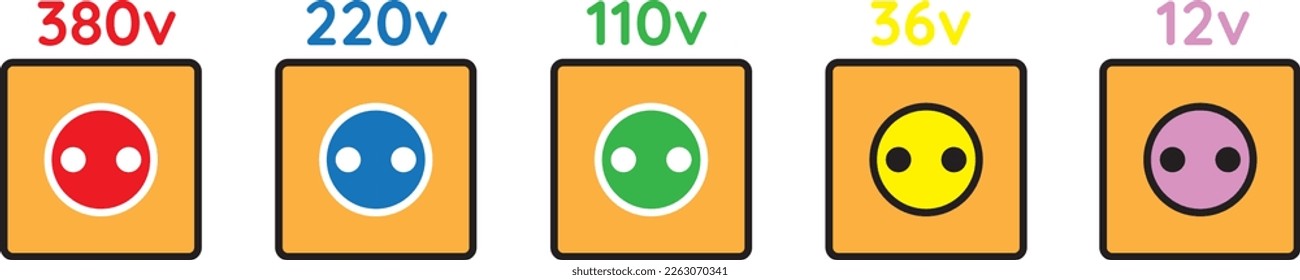 Socket power icon. Electric plug symbol. 110v, 220v, 380v voltage danger sign in vector flat style.