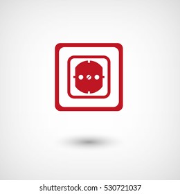 Socket - red vector  icon with shadow