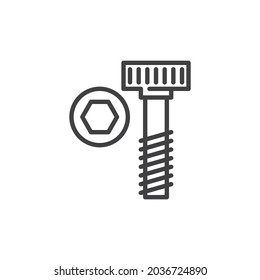 Socket screw line icon. linear style sign for mobile concept and web design. Socket head bolt outline vector icon. Symbol, logo illustration. Vector graphics