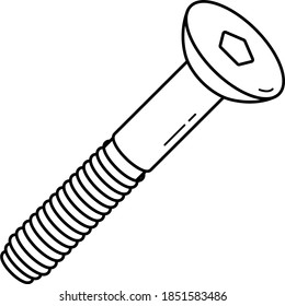 Socket screw. Vector outline illustration.