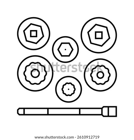 socket set car repair tool line icon vector. socket set car repair tool sign. isolated contour symbol black illustration