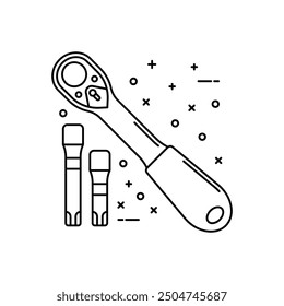 Socket Set Outline Icon, Vector illustration