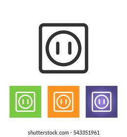 Socket sign. Electric outlet icon. White background with shadow design. Vector illustration.