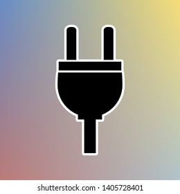 Socket sign illustration. Black icon in white shell at pastel color background. Illustration.