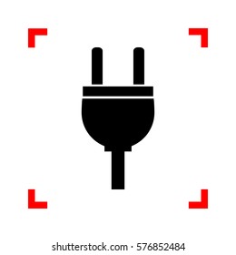 Socket sign illustration. Black icon in focus corners on white background. Isolated.