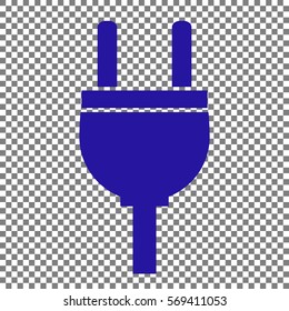 Socket sign illustration. Blue icon on transparent background.