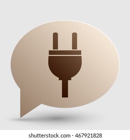 Socket sign illustration. Brown gradient icon on bubble with shadow.