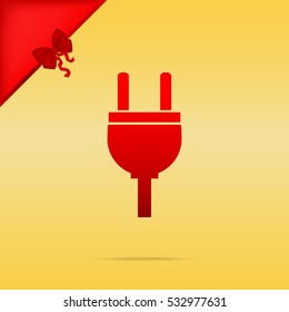 Socket sign illustration. Cristmas design red icon on gold background.