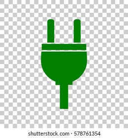 Socket sign illustration. Dark green icon on transparent background.