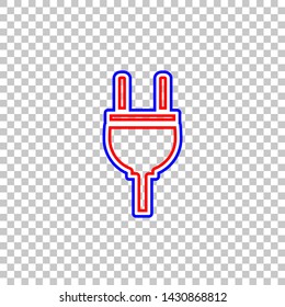Socket sign illustration. Red, white and contour icon at transparent background. Illustration.