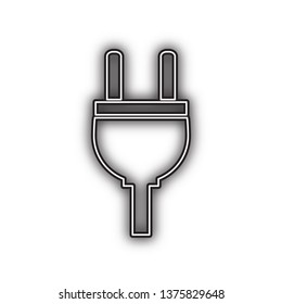 Socket sign illustration. Vector. Double contour black icon with soft shadow at white background. Isolated.