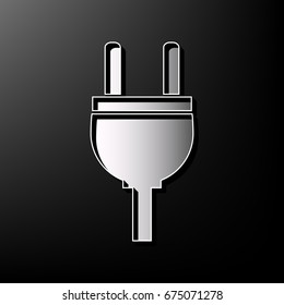 Socket sign illustration. Vector. Gray 3d printed icon on black background.