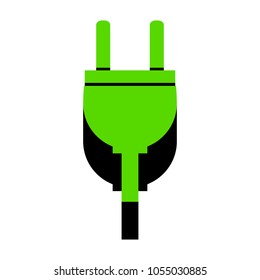 Socket sign illustration. Vector. Green 3d icon with black side on white background. Isolated.