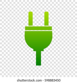 Socket sign illustration. Vector. Green gradient icon on transparent background.