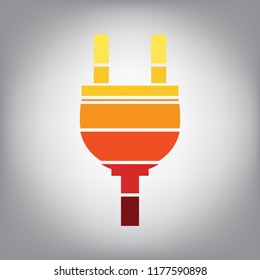 Socket sign illustration. Vector. Horizontally sliced icon with colors from sunny gradient in gray background.