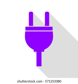 Socket sign illustration. Violet icon with flat style shadow path.