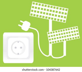 Socket and solar panel ecology energy concept background