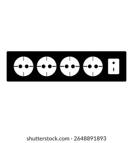 Socket strip icon vector shows multiple power connections, electricity supply and modern energy design.