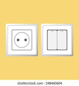 socket and switch to orange background, vector illustration