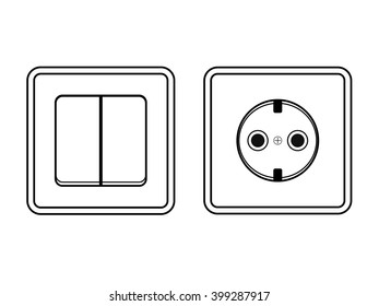 socket and switch - a silhouette. vector illustration