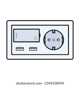Socket of switch vector icon.Color vector icon isolated on white background socket of switch.