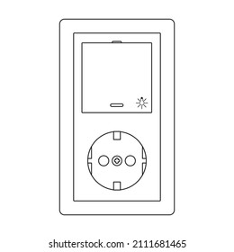 Socket of switch vector icon.Outline vector icon isolated on white background socket of switch.