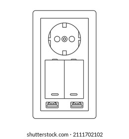 Socket of switch vector icon.Outline vector icon isolated on white background socket of switch.