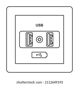 Socket of switch vector icon.Outline vector icon isolated on white background socket of switch.
