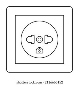 Socket of switch vector icon.Outline vector icon isolated on white background socket of switch.
