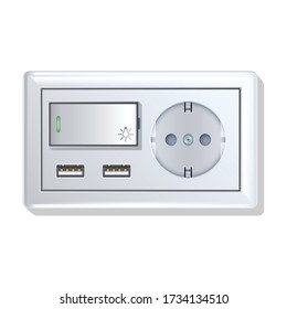 Socket of switch vector icon.Realistic vector icon isolated on white background socket of switch.