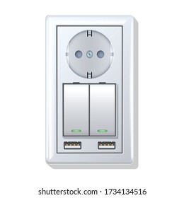 Socket of switch vector icon.Realistic vector icon isolated on white background socket of switch.