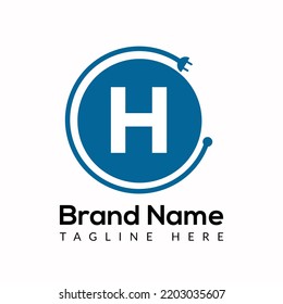 Plantilla De Socket En La Letra H. Concepto de diseño de logotipo de sockets