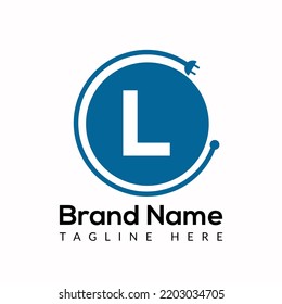 Plantilla De Socket En Letra L. Concepto de diseño de logotipo de sockets