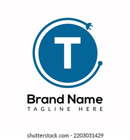 Socket Template On T Letter. Socket  Logo Design Concept