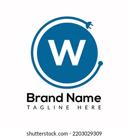 Socket Template On W Letter. Socket  Logo Design Concept