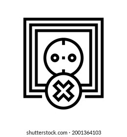 socket use prohibition kids line icon vector. socket use prohibition kids sign. isolated contour symbol black illustration