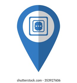Socket - vector icon; blue map  pointer