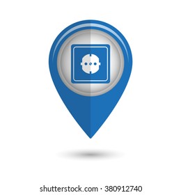 Socket - vector icon;  blue map pointer