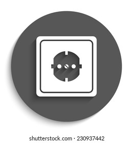 Socket - vector icon with shadow on a round grey button