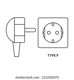 Icono de vector de socket.Icono de vector de contorno aislado en zócalo de fondo blanco.