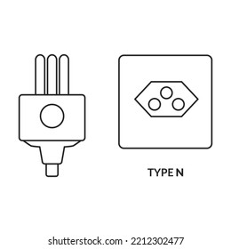 Socket vector icon.Outline vector icon isolated on white background socket.