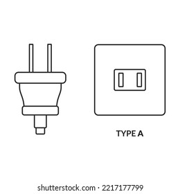 Icono de vector de socket.Icono de vector de contorno aislado en zócalo de fondo blanco.