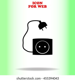 Socket web icon. Black illustration on white background