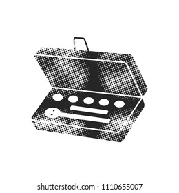 Socket wrench icons in halftone style. Automotive vehicle maintenance service. Black and white monochrome vector illustration.