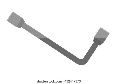 Socket wrench. Illustration of flat socket wrench on a white background isolate. Tool for repair. Stock vector