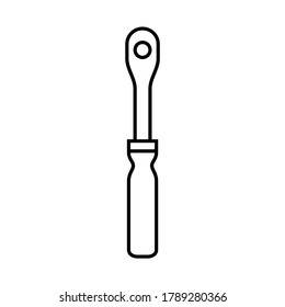 Socket wrench outline icon. Clip art construction tools vector illustration