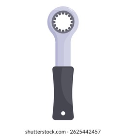 Socket wrench tool with a black handle is standing upright