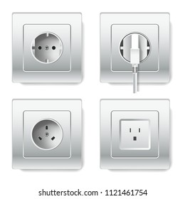 Sockets y enchufes eléctricos vectores ciones 3D
