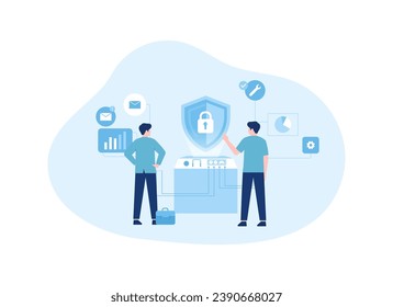 sockets maintain security and privacy trending concept flat illustration