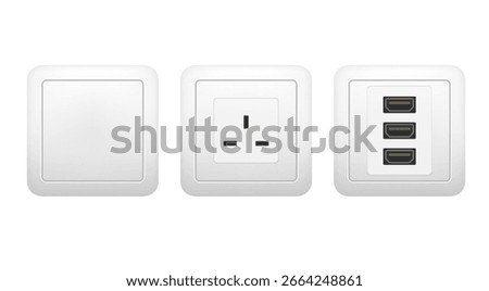 Sockets realistic style isolated on white background design concept. Vector graphic illustration
